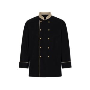 Veste de cuisine noire à col beige – Manches longues