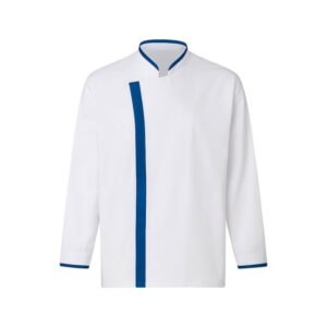 Veste de cuisine blanche et bleue – Manches longues