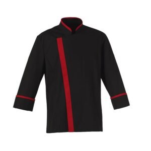 Veste de cuisine rouge et noire – Homme Femme