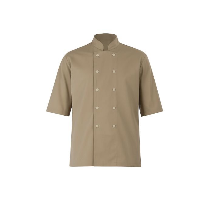 Veste de cuisine beige à pressions – Manches courtes