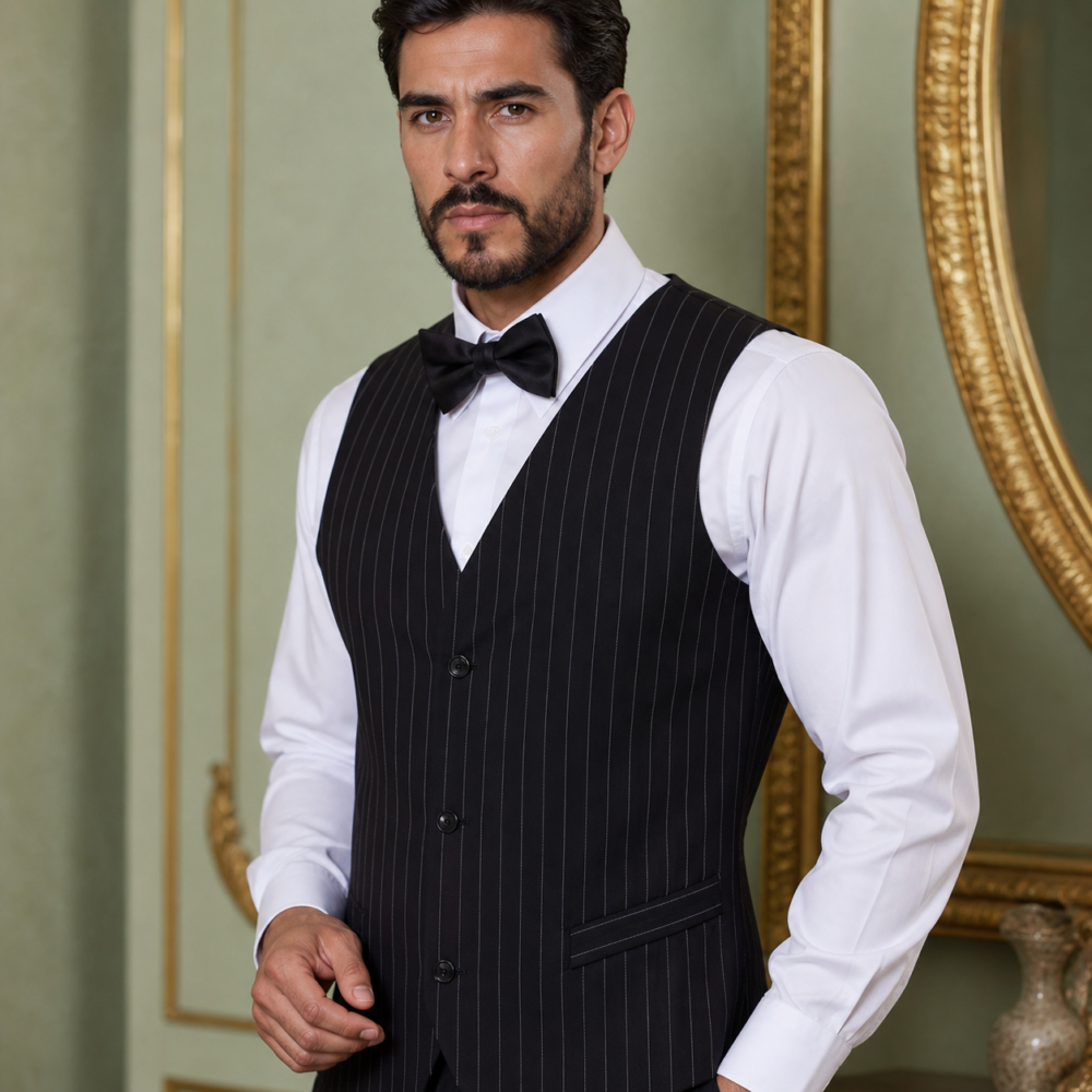 Gilet de Travail Anti-Taches à Rayures – Tenue Horeca