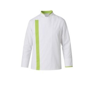 Veste de cuisine blanche et vert lime – Manches longues