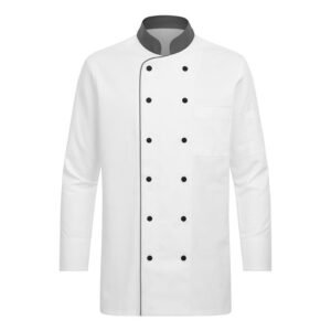 Veste de cuisine blanche et grise – Manches longues