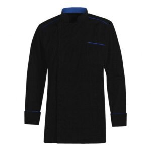 Veste de cuisine noire et bleue soufflet dos – Manches longues