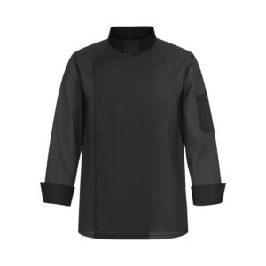 Veste de cuisine noire – Manches longues col officier