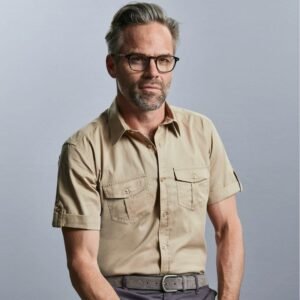 Chemise manches courtes Homme beige