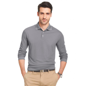 Polo de travail manches longues gris