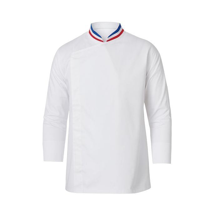 Veste de cuisine blanche col MOF bleu blanc rouge