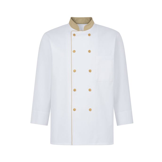Veste de cuisine blanche et beige – Manches longues