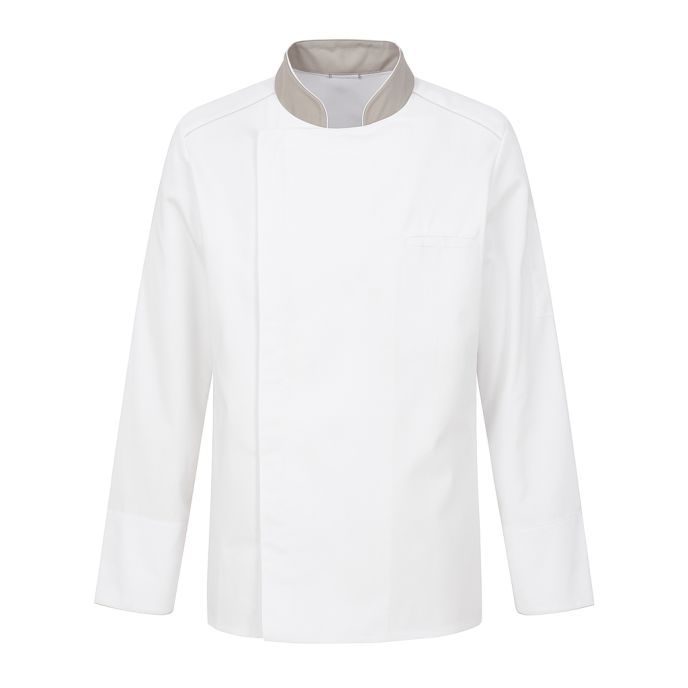 Veste de cuisine blanche et grise respirante – Manches longues